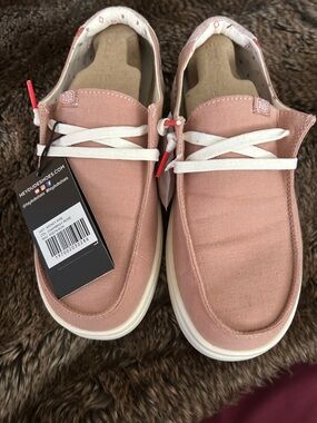 Hey Dude Wendy Slip-On Sneakers in Dusty Rose with White Laces